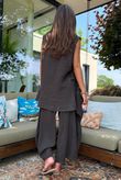 Sandbar Linen Blend 3 Button Dip Side Wasitcoat Chocolate